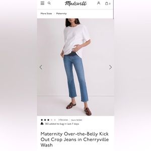 NWT! Madewell Maternity Kick Out Jeans